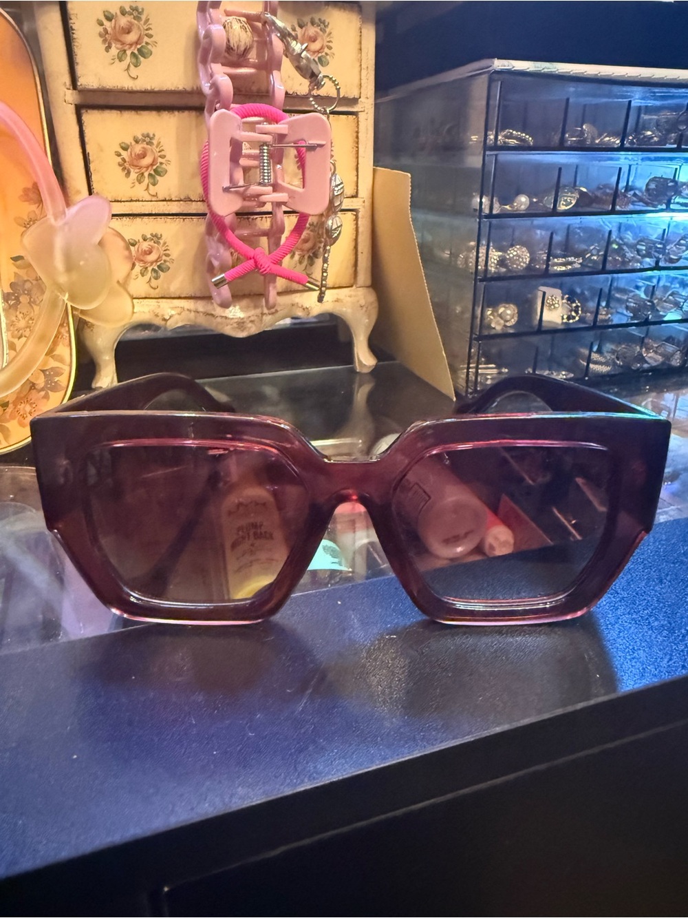 Kurt Geiger Purple Translucent Square Sunglasses - Picture 2 of 8